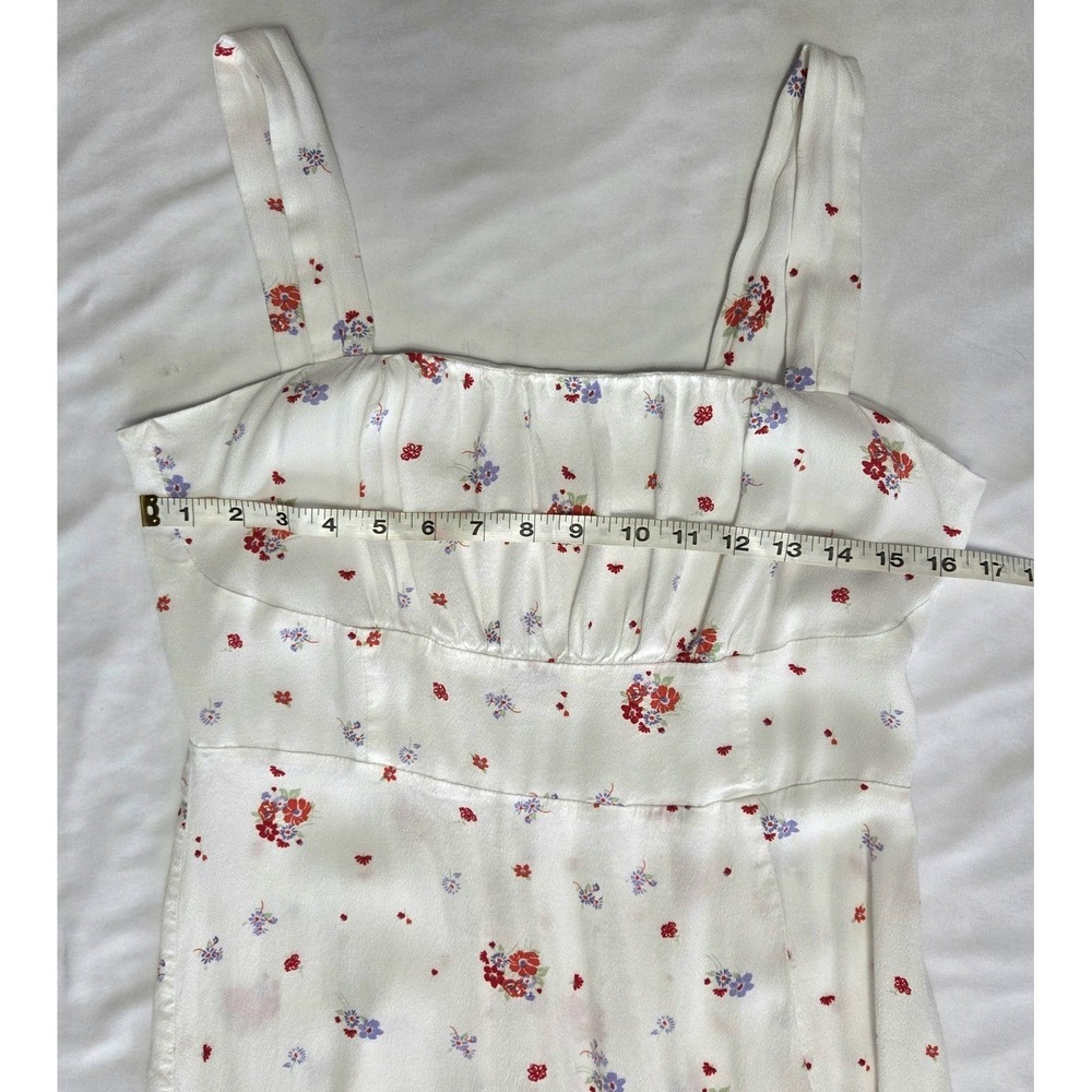 MNG White Floral Smocked Milkmaid Midi Dress Sz Lg Cottagecore Summer y2k 1990s - Picture 3 of 9